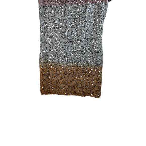 Diane Von Furstenberg Sequin Ombre Mini Dress Black/Gold Short Sleeve Womens 4 - Picture 4 of 10